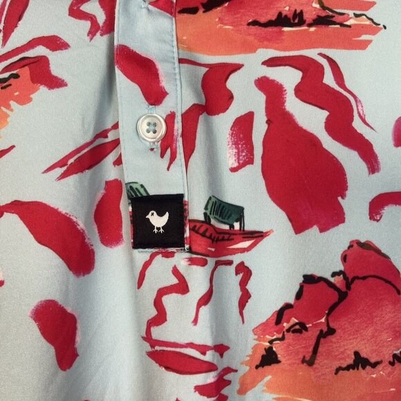 Bad Birdie Men's Blue Red Rocks Performance Golf Polo Shirt Size M Medium Tropic - Picture 5 of 11